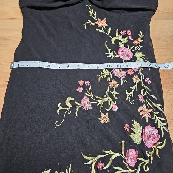VTG Whimsigoth Babydoll Floral Embroidered Slip Dress Asymmetrical Fairy 12 - Picture 5 of 8